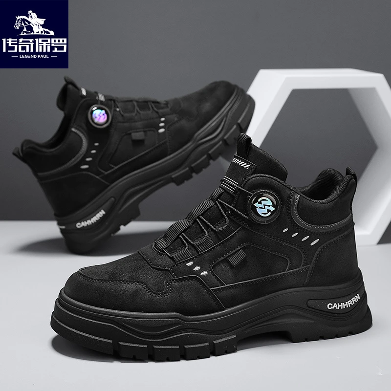 传奇保罗2024秋冬季新款男士潮鞋马丁靴子厚底百搭休闲潮流马丁靴