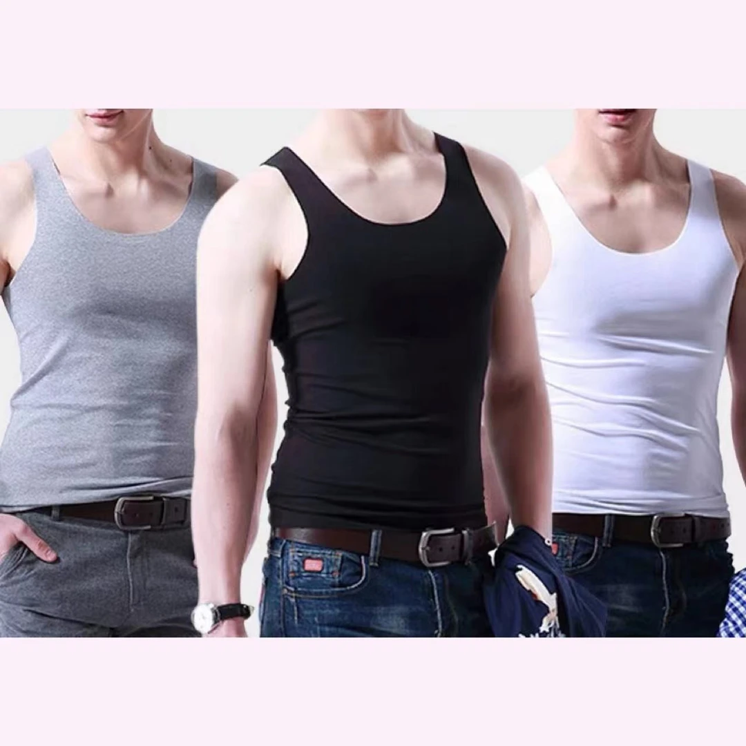 久旺男士纯色无痕修身运动背心健身透气弹力无袖内穿男款春夏穿搭