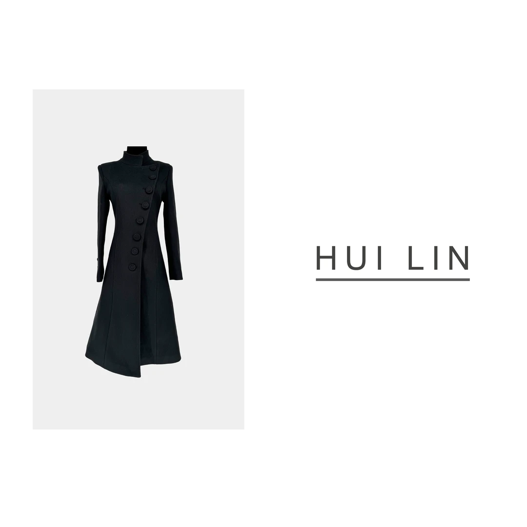 【冬季新款】显瘦气质时尚长袖赫本风中长款加棉大衣【24988】