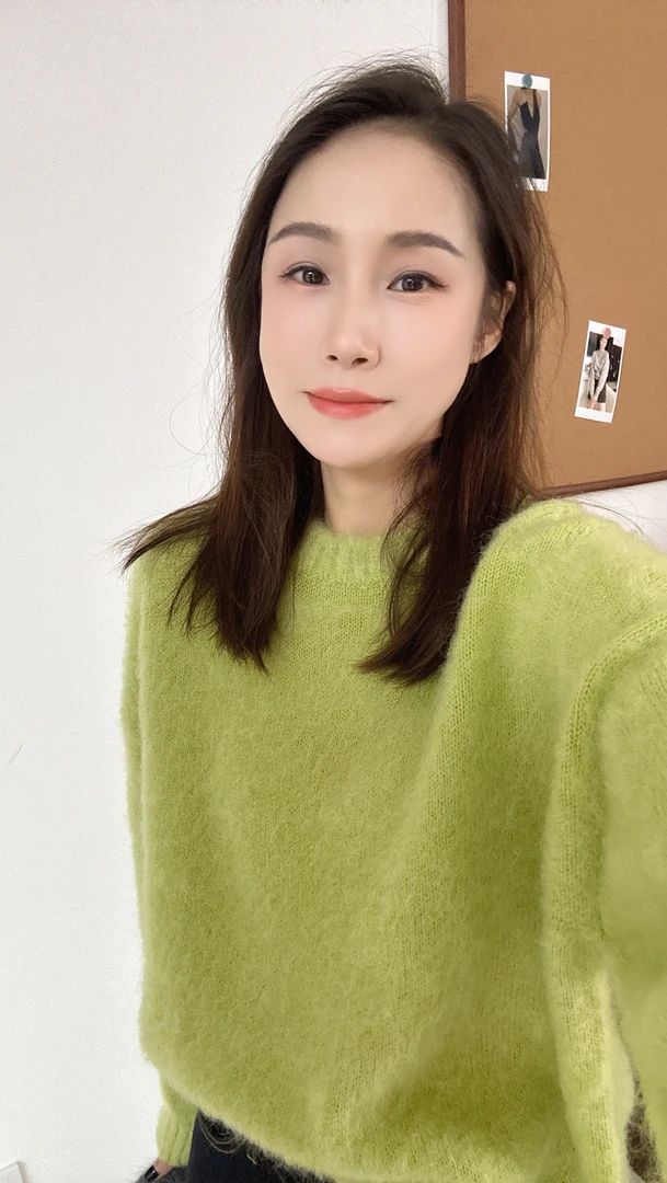 【丽姐女装】青苹果毛衣 抓毛马海毛蓬松质感显白光泽毛衣M0329