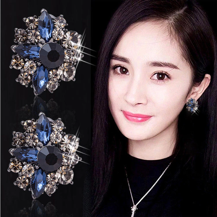 合金耳饰 韩版气质优雅夸张耳环个性百搭复古满钻耳钉耳扣耳饰女