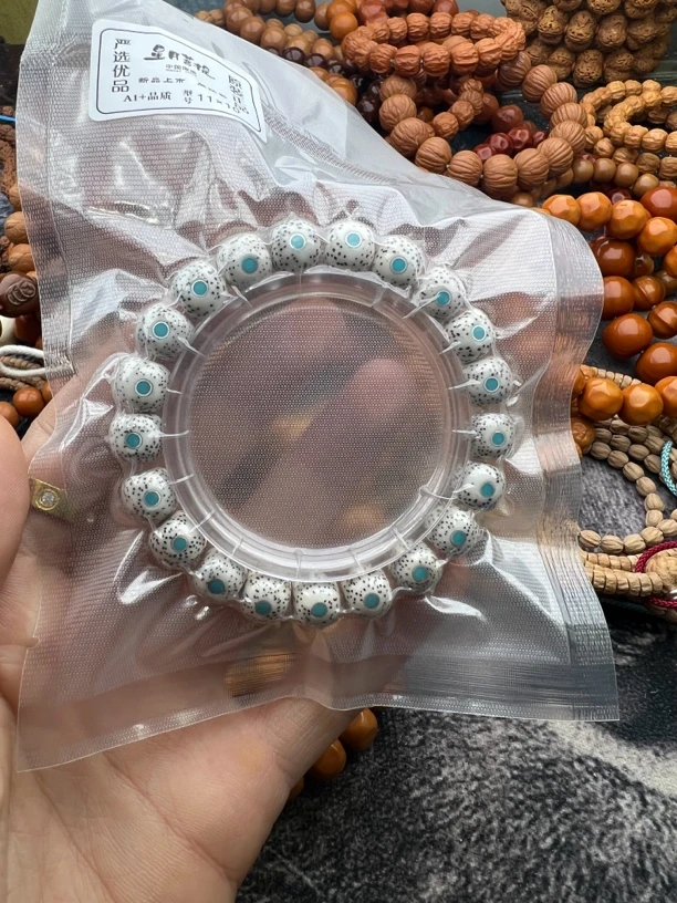 星月老型手串尺寸11x10颗颗镶嵌原矿松石月朗星稀越留白全品无瑕