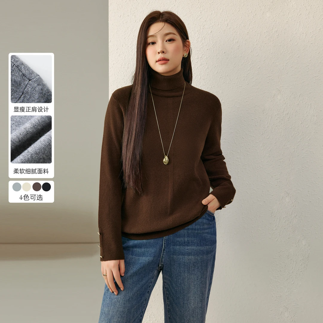 【秋冬美拉德绵羊毛高领针织衫】纤莉秀Y大码女装【视频】上衣QJ4446