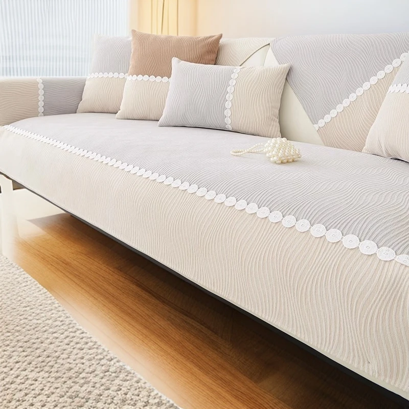 雪尼尔沙发垫四季通用防滑客厅坐垫简约现代全包套罩万能盖布巾