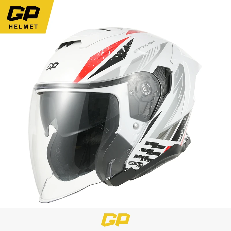 GP摩托车头盔机车夏季半盔透气防护四分之三骑士头盔电动车头盔男