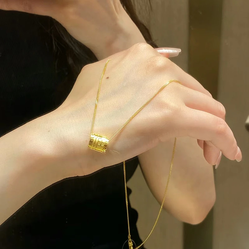 钛钢项链 福牌福字项链女路路通小众高级感锁骨链配饰新品