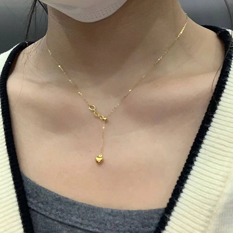 钛钢项链 O字项链女锁骨链素链小爱心可调节链万能链配饰