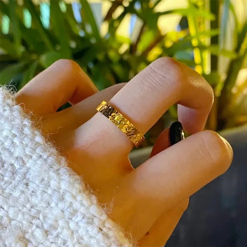 钛钢戒指 碎碎冰戒指女素圈情侣车花指环食指戒百搭配饰品