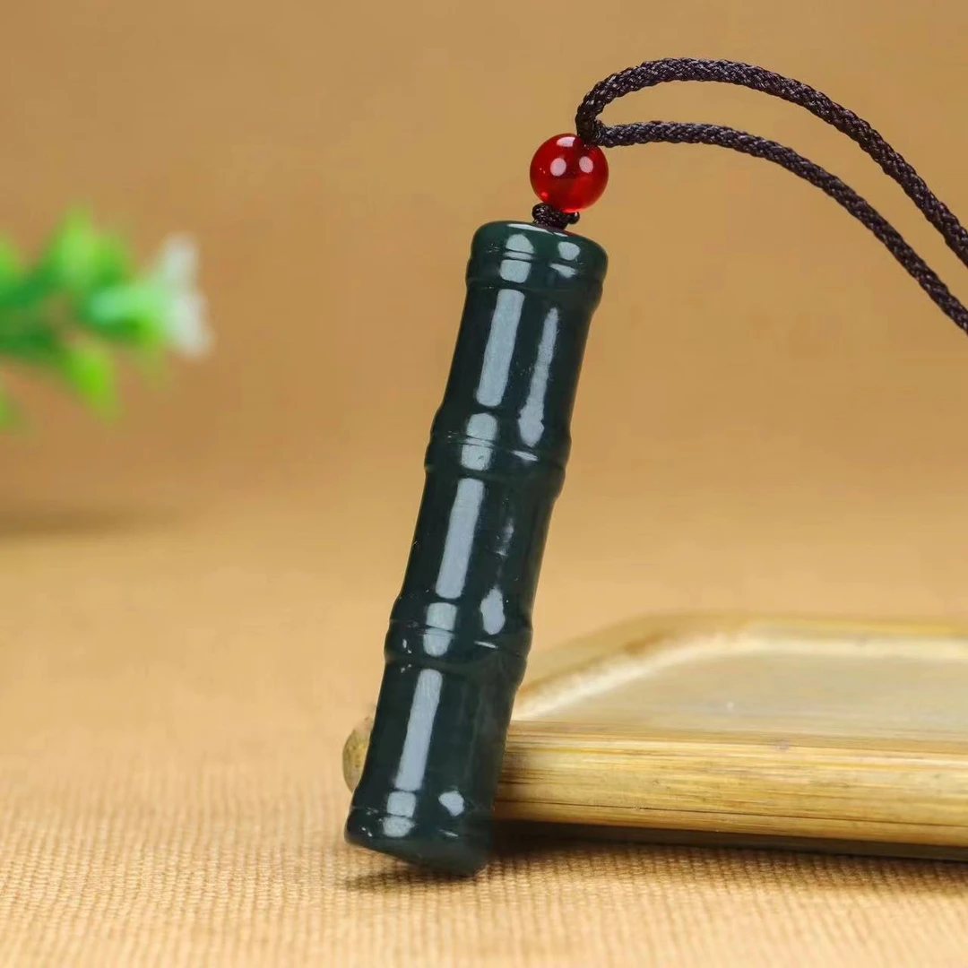 青玉吊坠新疆和田玉青玉竹节步步高升节节高女款气质时尚个性Y803