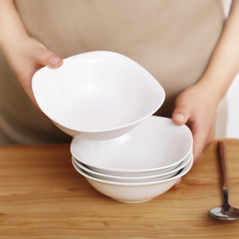 【主播宠粉】4只装6英寸方形米饭碗斗碗陶瓷家用沙拉碗小吃碗火锅