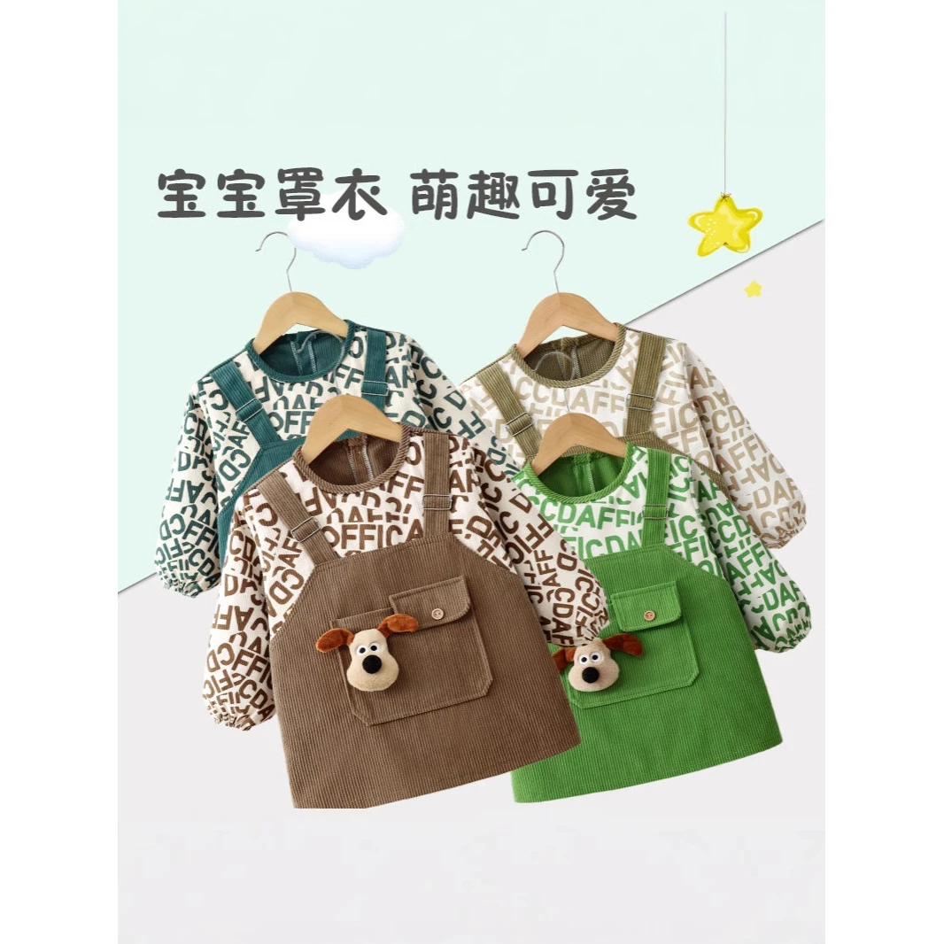 外穿男宝宝秋冬婴儿童围兜吃饭防水防脏反穿衣饭兜围宝宝罩衣春秋