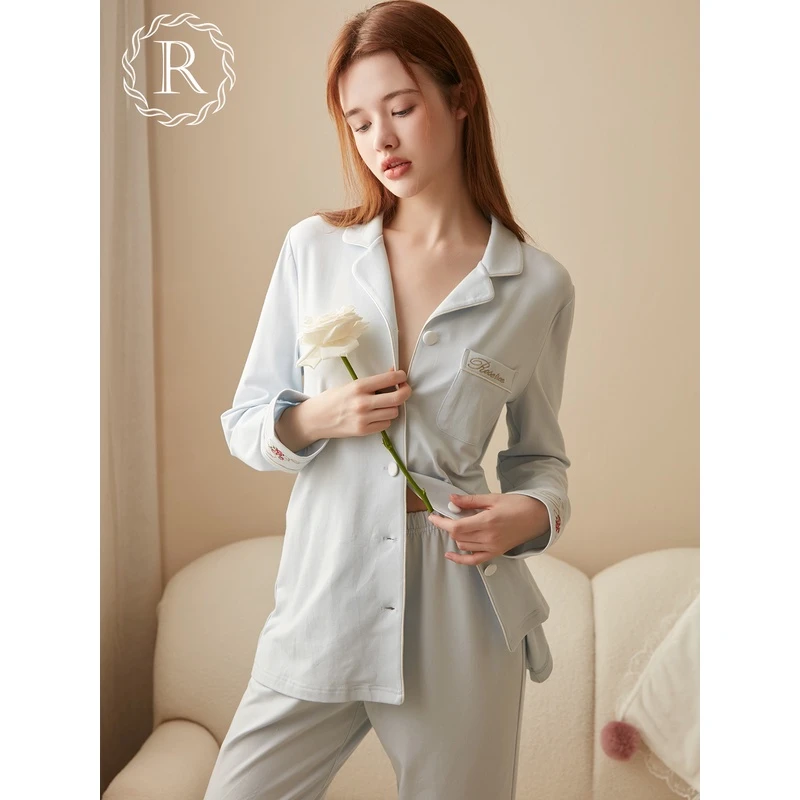RoseTree睡衣女款春秋季长袖开衫法式高级感家居服套装可外穿秋天
