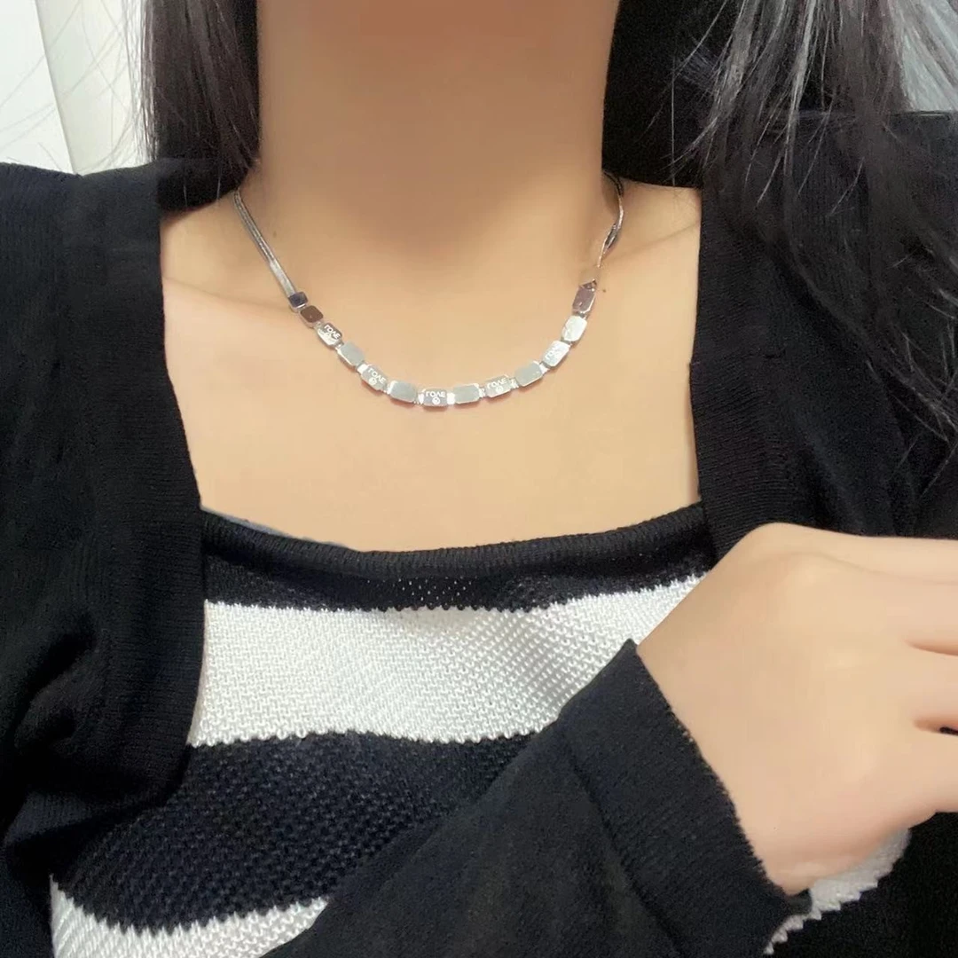 钛钢项链 洗澡不用摘通体钛钢方块Love字母项链轻奢小众女潮蛇链