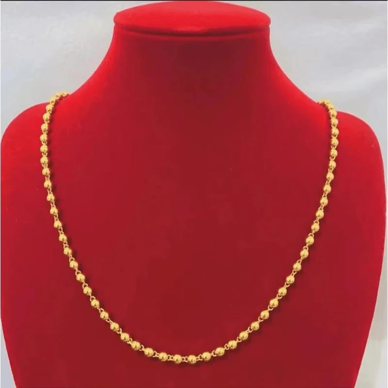 抖音好物 圆珠卡6项链亮面时尚女款项链素款气质不掉色（送佛牌）