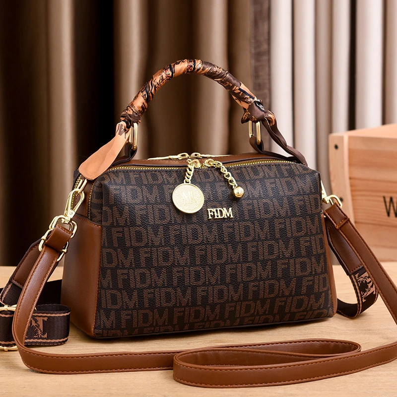 轻奢波士顿2024新款质感手提包印花简约单肩斜挎包枕头包