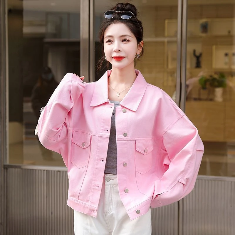 上档次粉色牛仔外套女短款新款减龄衣上衣夹克春秋季新中式洋气