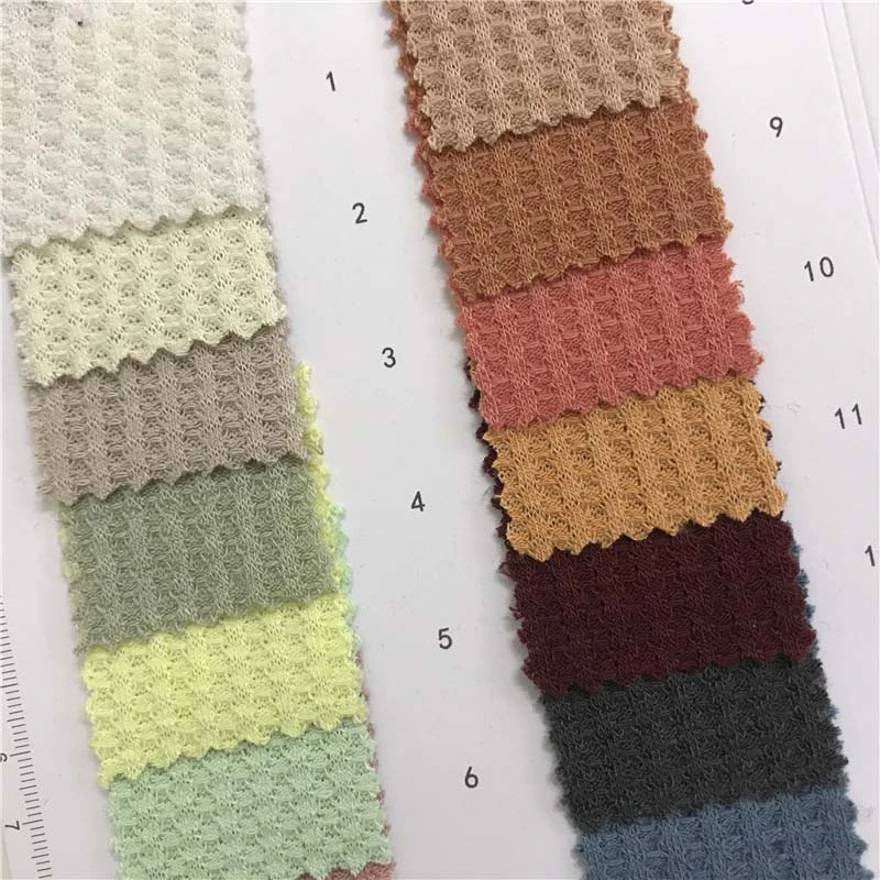 240g华夫格针织面料27个颜色现货供应厂家直销T恤套装面料381048