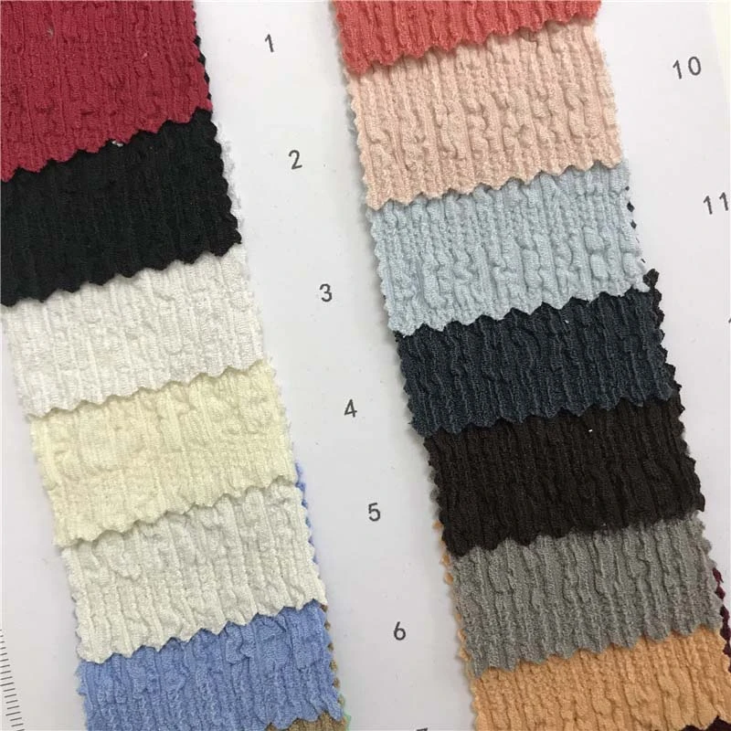 220g奔波皱针织面料48个颜色现货供应厂家直销时尚套装面料374692