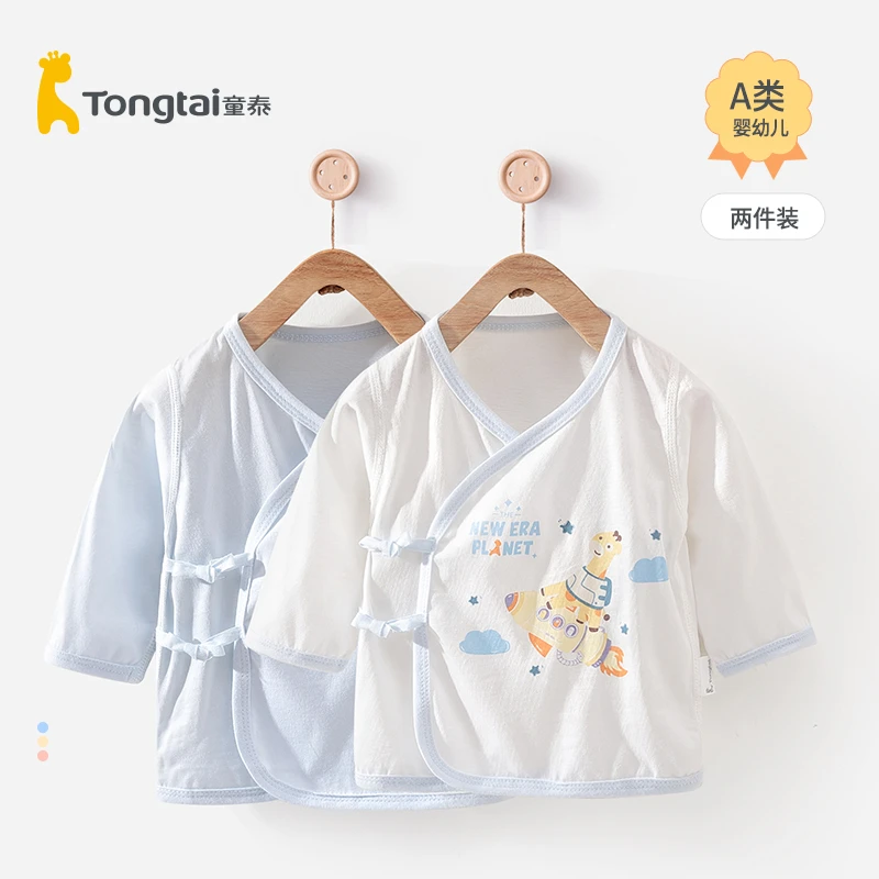 童泰新生儿和尚服上衣夏季长袖薄款纯棉初生儿系带上衣婴儿衣