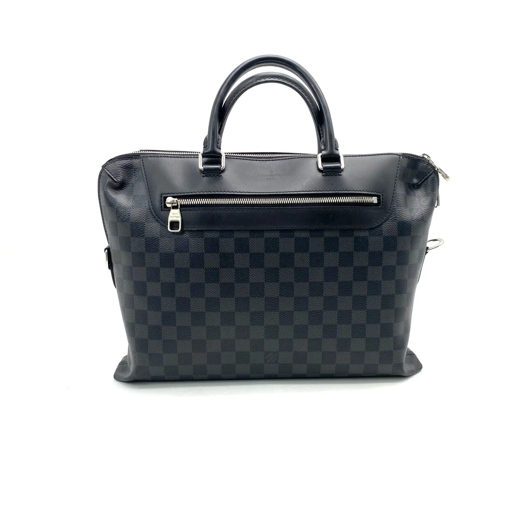 95新 LouisVuitton/路易威登 黑棋盘格拼皮公文包无肩带尺寸36/27