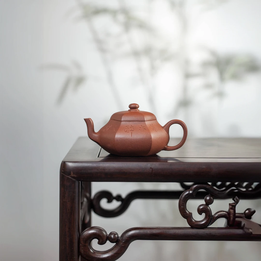 宜兴紫砂壶原矿紫砂六方矮梨壶手工艺品茶壶茶具茶器