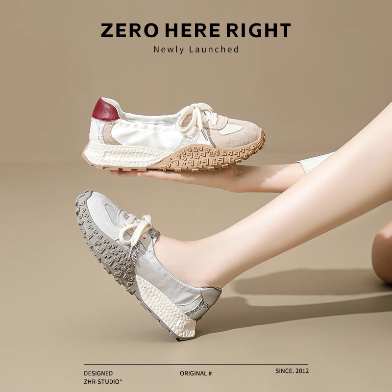 ZHR银色德训女2025夏季先看厚底芭蕾软底小白鞋子女ins潮牌百搭