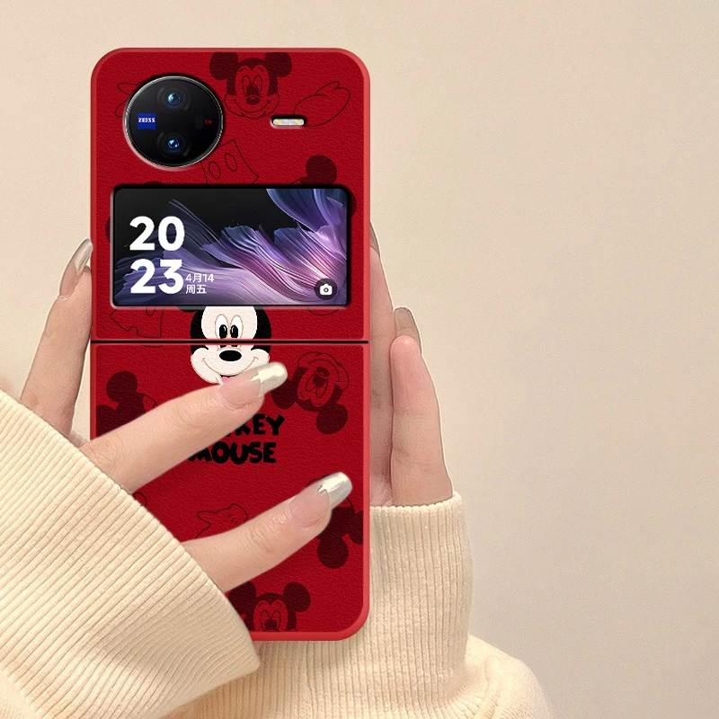 vivoxflip手机壳新款卡通米奇妮妮XFLIP皮纹折叠屏硬壳高级保护套