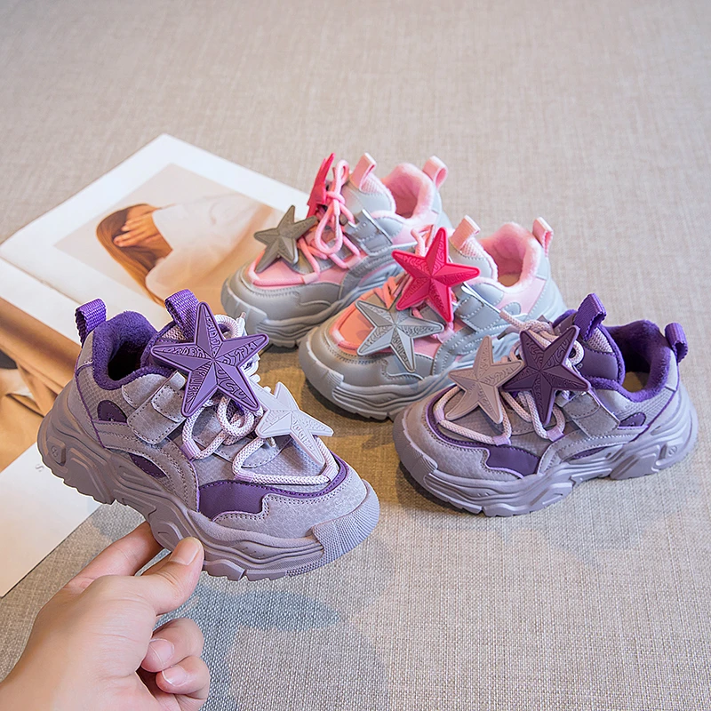 表哥运动鞋女2024童鞋秋冬季棉新款轻便防滑女童校园男童运动鞋