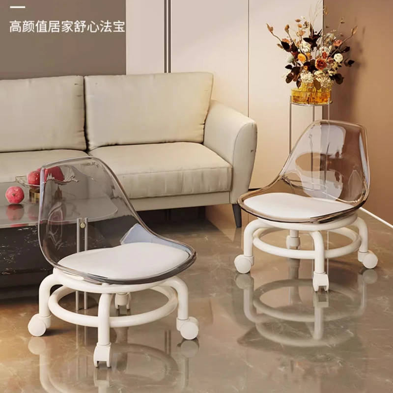 【新疆包邮哥】亚克力小凳子静音带轮学步凳网红小椅子滑轮矮凳地凳