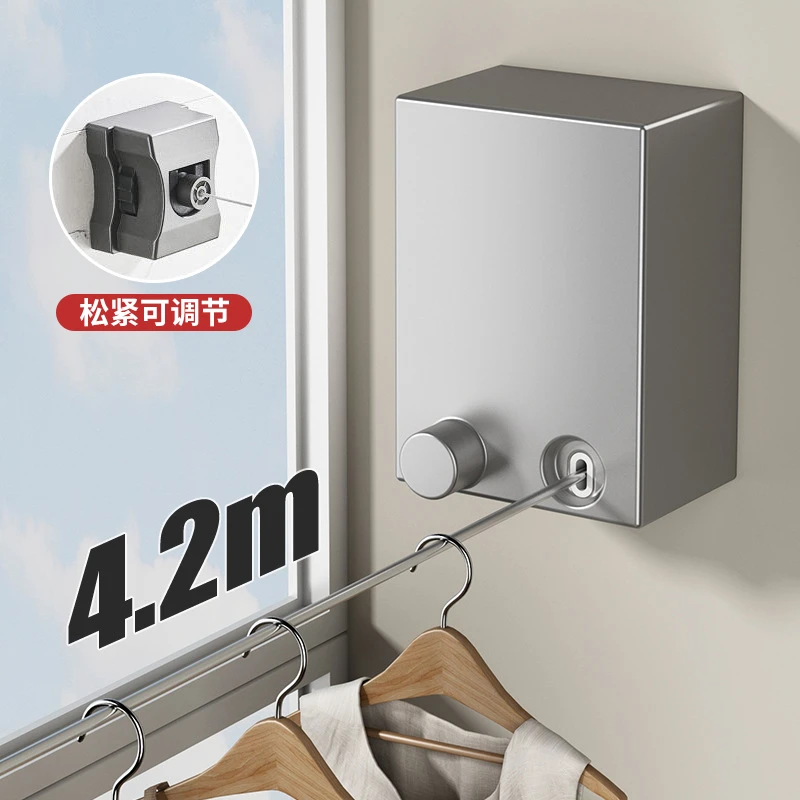 【新疆包邮哥】隐形收缩晾衣绳室内免打孔伸缩杆晾衣架浴室晒晾衣