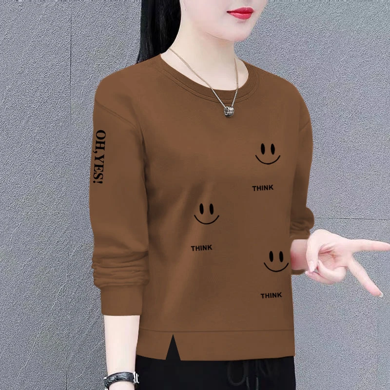 时尚卫衣女新款潮韩版春秋季洋气宽松显瘦百搭圆领长袖上衣外套女