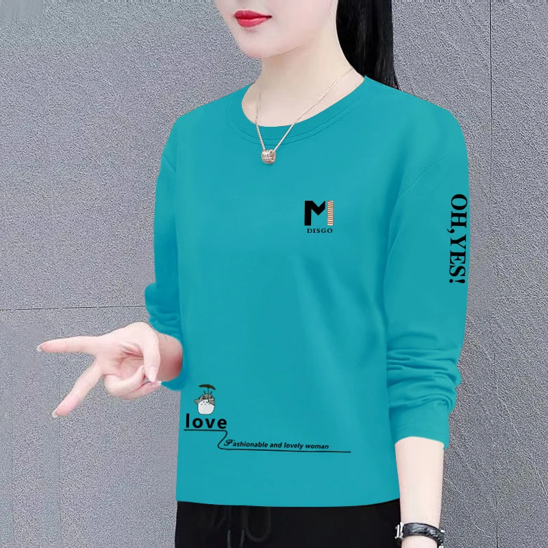 100%纯棉长袖t恤女2025春秋新款宽松遮肚显瘦百搭洋气打底衫上衣