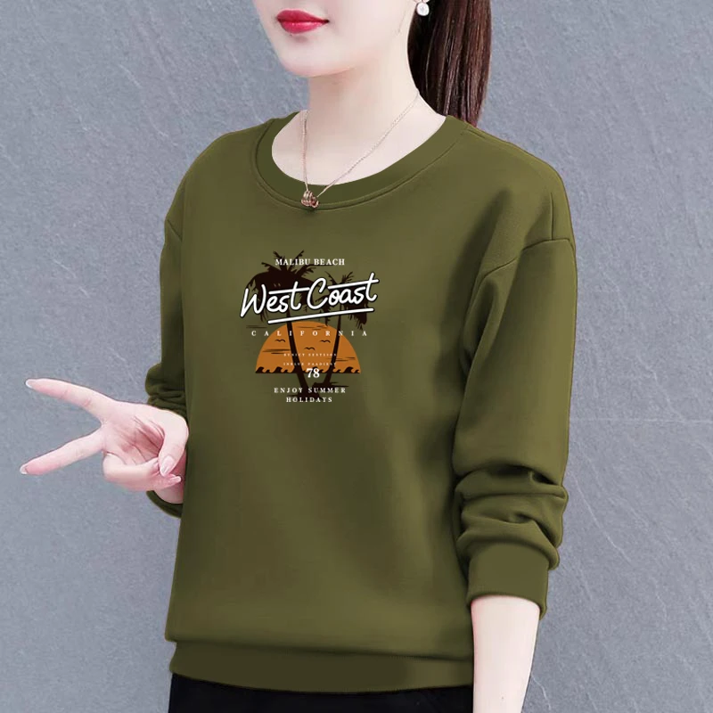 华棉卫衣女新款潮韩版春秋季洋气宽松显瘦百搭圆领长袖上衣外套女