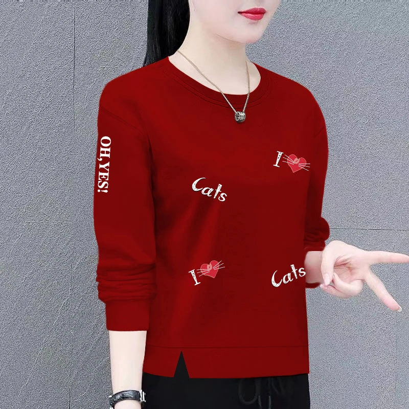 华棉卫衣女新款潮韩版春秋季洋气宽松显瘦百搭圆领长袖上衣外套女