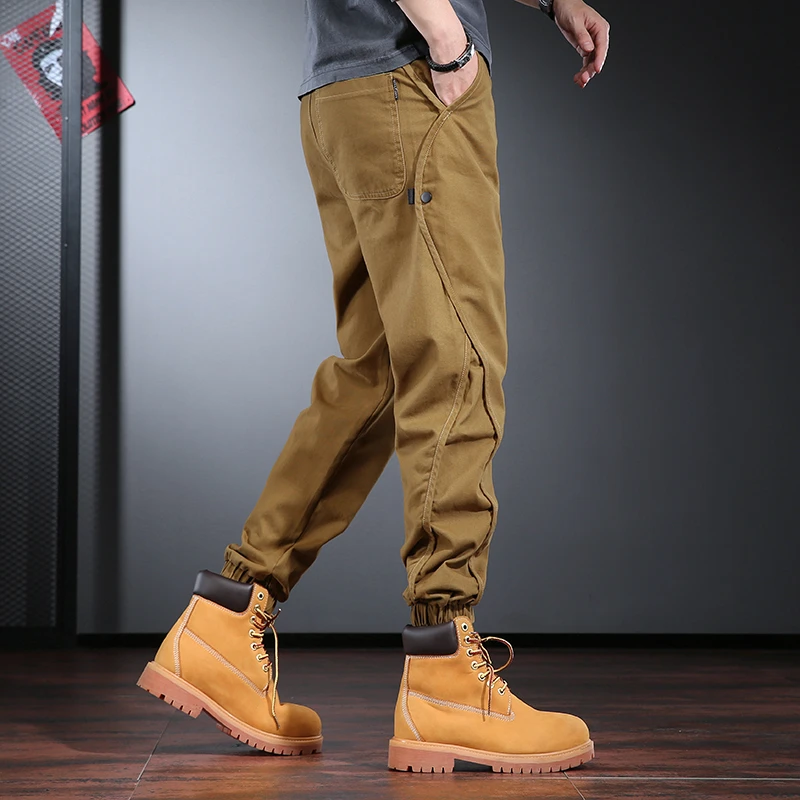 秋季工装裤男潮牌痞帅休闲裤美式宽松阔腿束脚裤户外百搭男士裤子