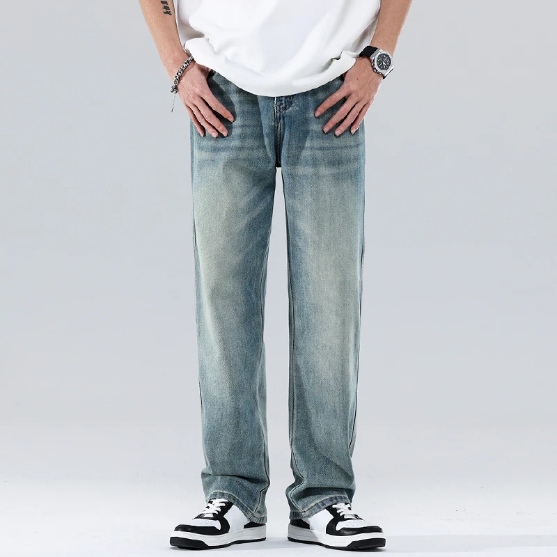 美式高街牛仔裤男款ins潮牌夏季新款时尚百搭直筒宽松休闲长裤子