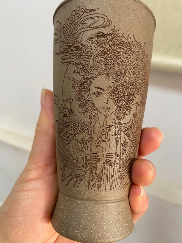 紫砂可乐杯，原矿段泥，精工制做茶杯