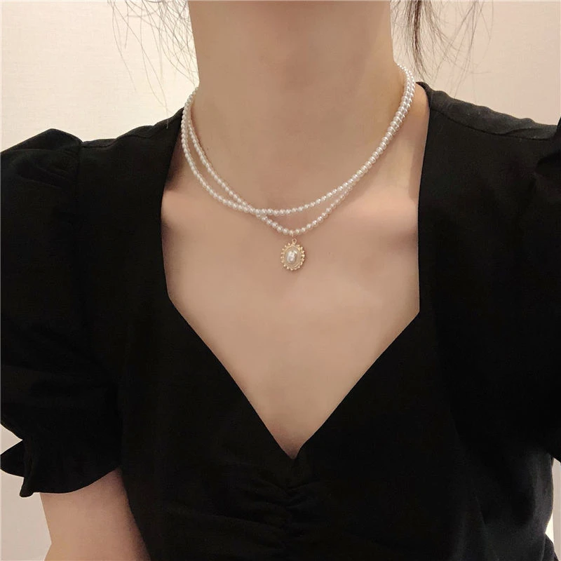 法式项链女ins潮冷淡风双层复古锁骨链女高级感轻奢小众颈链