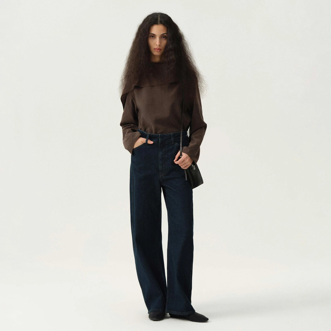 白弓BAIGONG/干丝系列垂坠筋骨感飘带领衬衣50997X