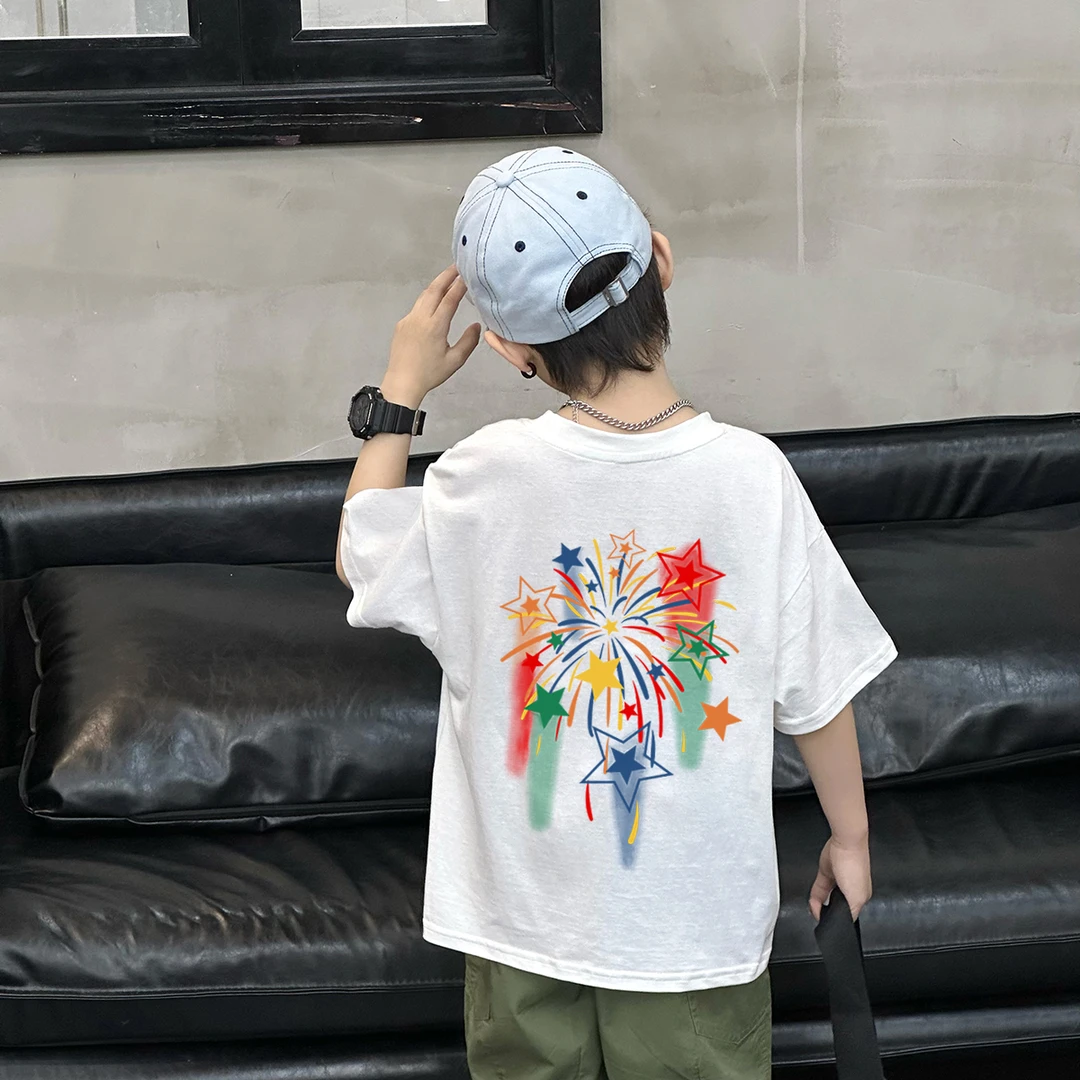 【纯棉品质】夏季新款儿童纯棉男童短袖t恤中大童洋气吸汗网红男孩