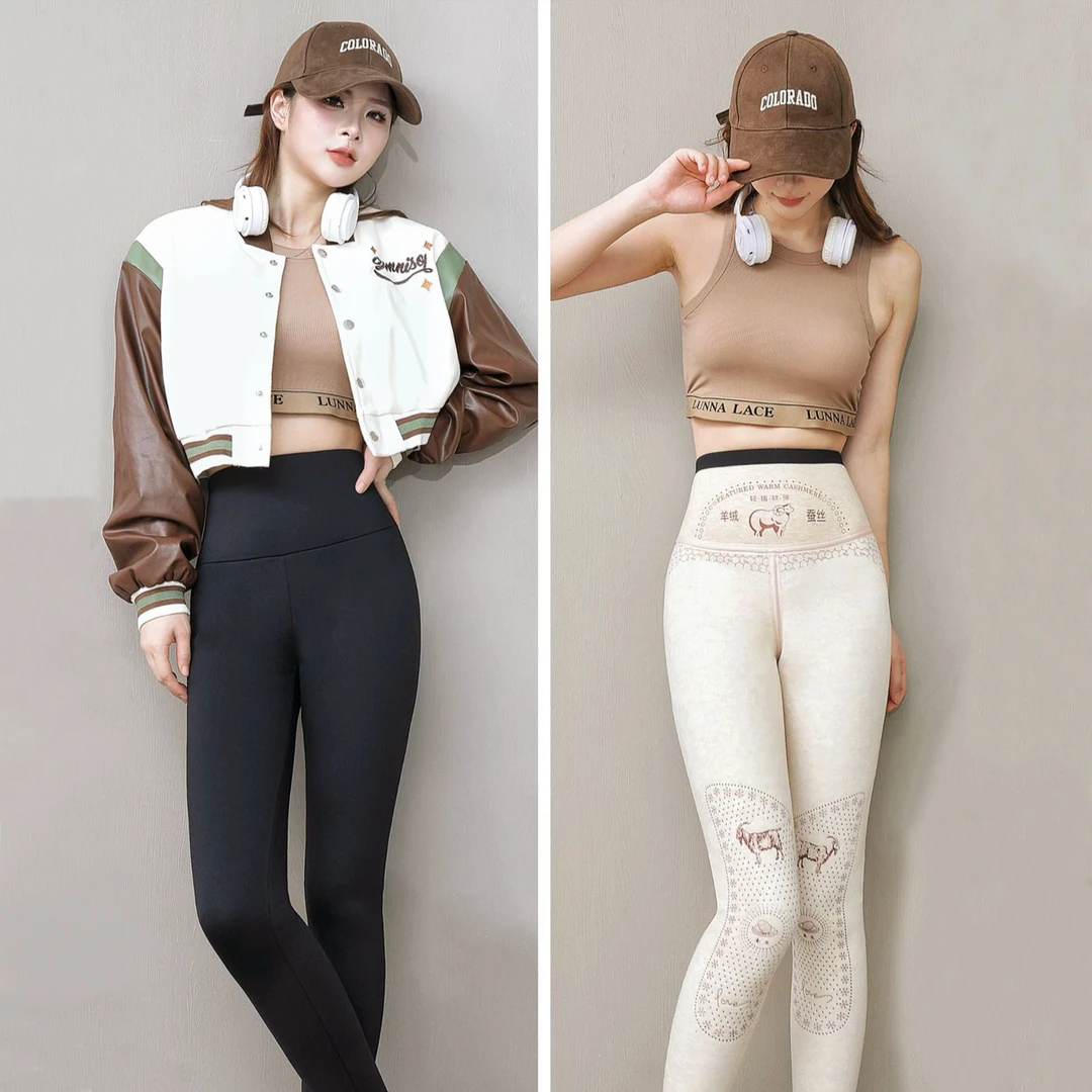 羊绒蚕丝芭比裤女冬季保暖高腰收腹提臀加绒加厚打底裤外穿瑜伽裤