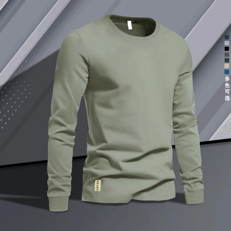 美式衣服潮流新款长袖t恤秋季男上衣卫衣圆领重磅套头打底衫秋冬