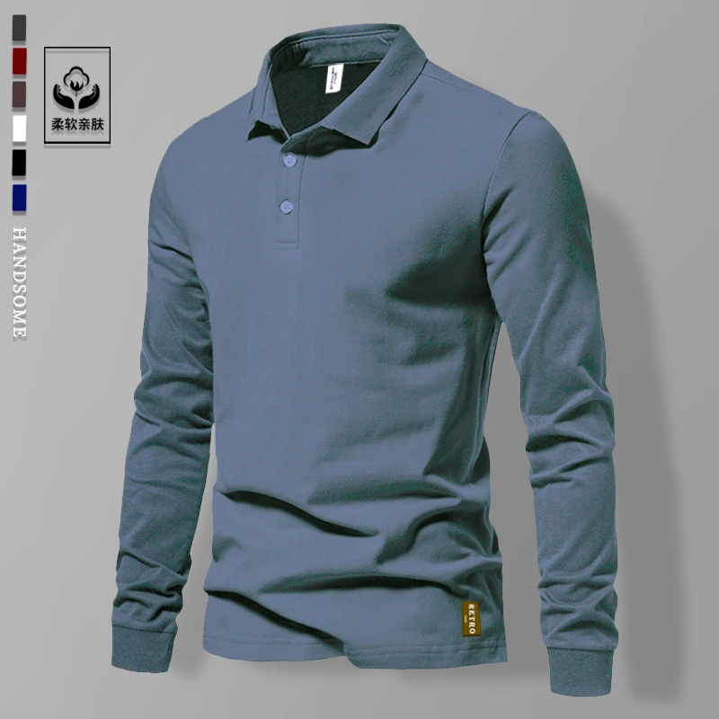 新款 男士长袖polo衫t恤高档翻领打底衫男款秋冬带领有领秋季潮流