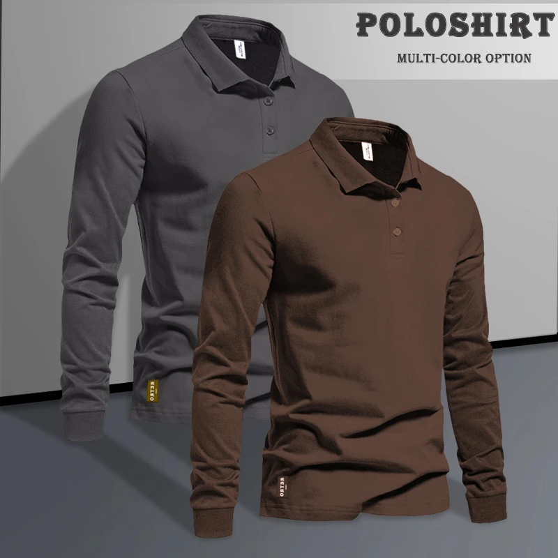 春秋款翻领t恤男士长袖polo衫秋季男上衣带领有领打底衫时尚百搭