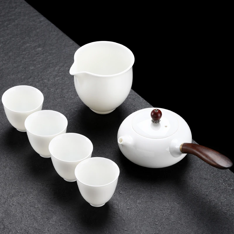 白瓷茶具套装功夫茶杯家用客厅办公室会客德化泡茶陶瓷盖碗
