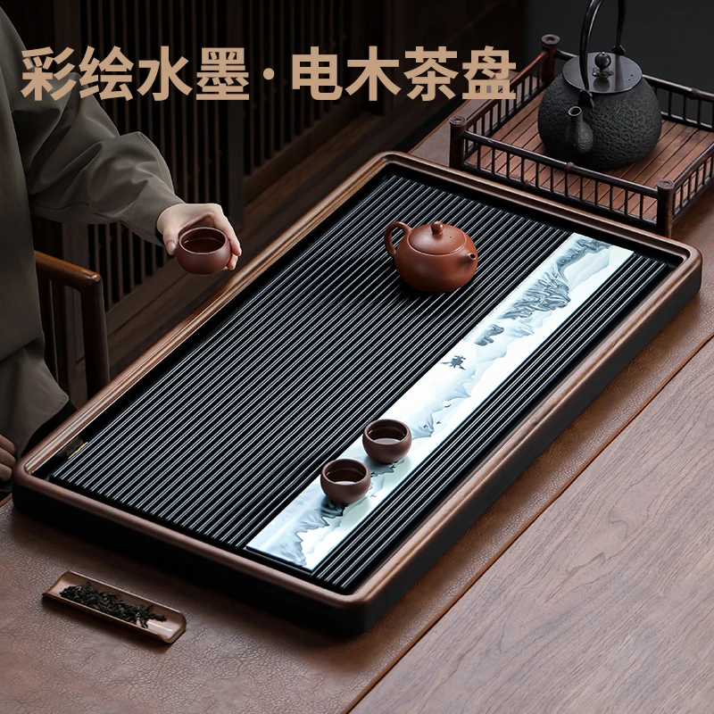 电木茶盘桌面专用2025新款高端家用彩绘水墨干泡茶台茶海实木茶托