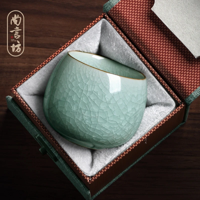 尚言坊严选单丽华老师汝窑冰花主人杯茶杯单个品茗杯送礼