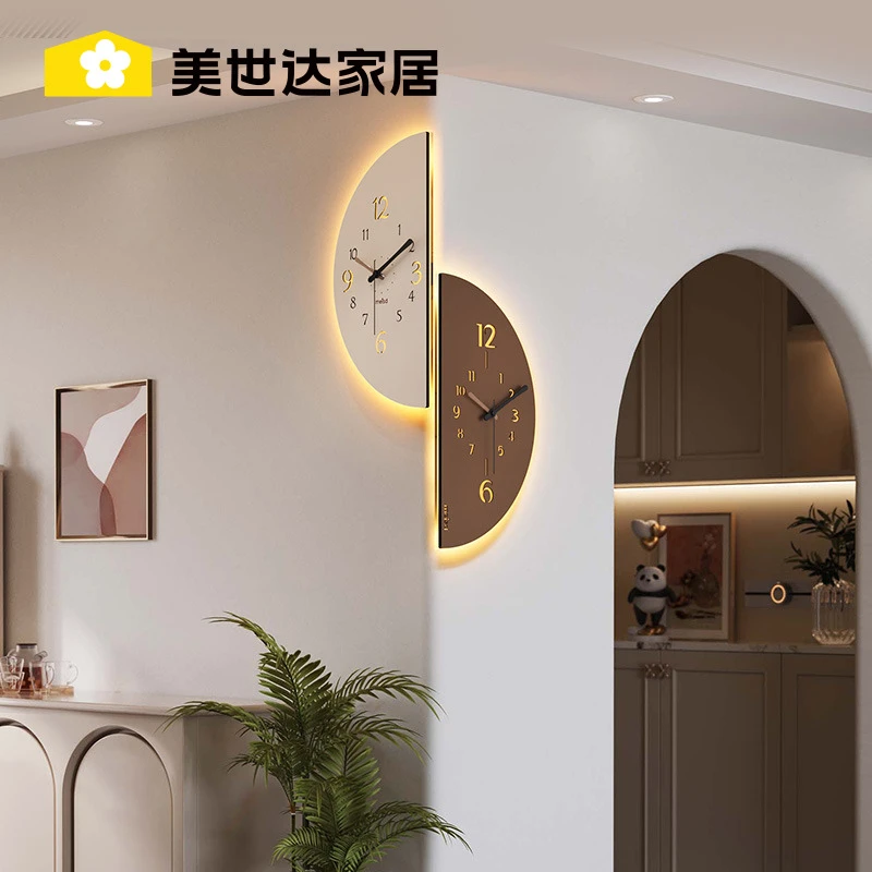 转角钟表挂钟客厅2025新款创意简约现代双面钟网红客厅布置用品