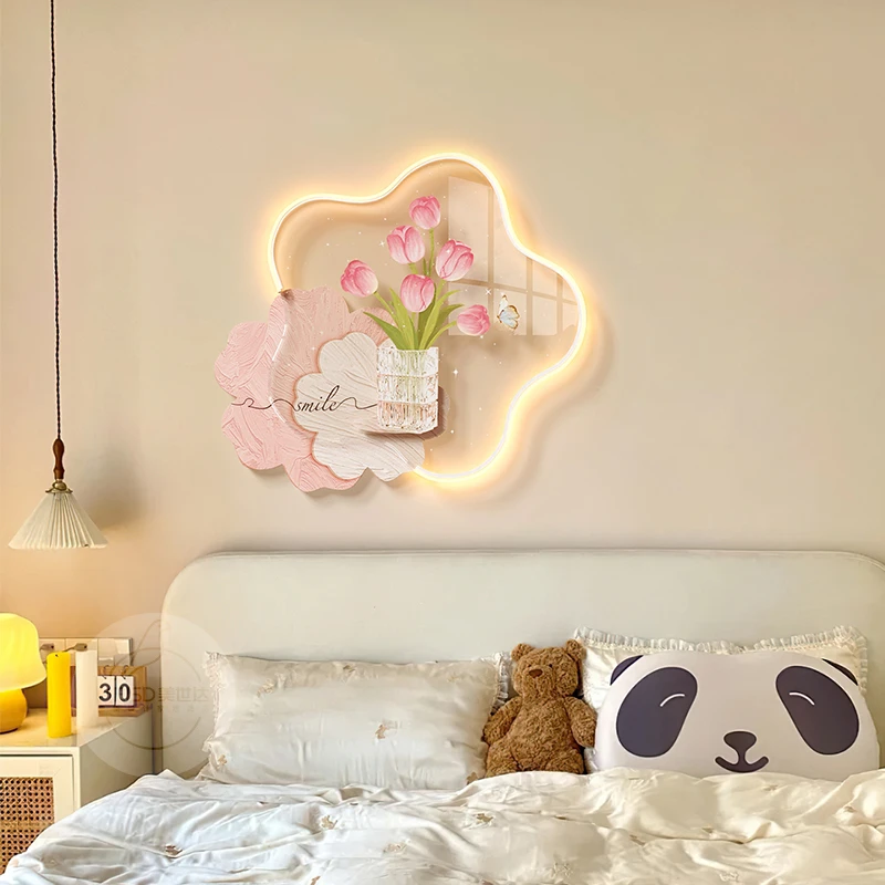 美世达卧室床头灯光画客厅沙发背景墙装饰画郁金香挂画玄关画摆件