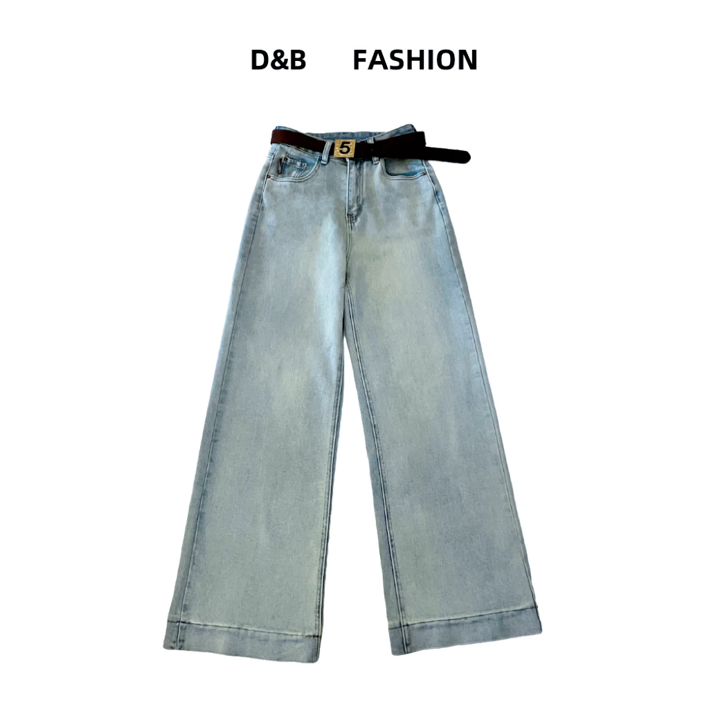 新款高腰直筒拖地牛仔裤88258